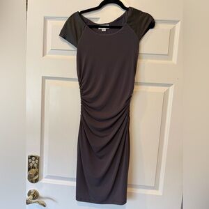 Velvet Charcoal Dress with Black Sleeves